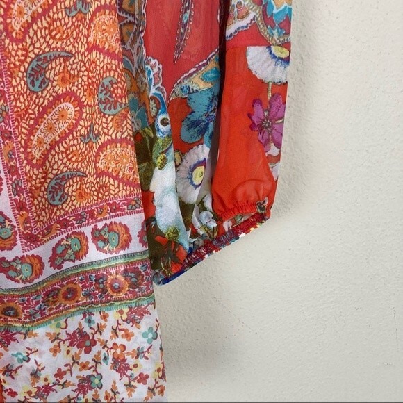 Figueroa&Flower Anthropologie Floral Patterned Tunic Split Neck Size Sm. Womens - Picture 10 of 12